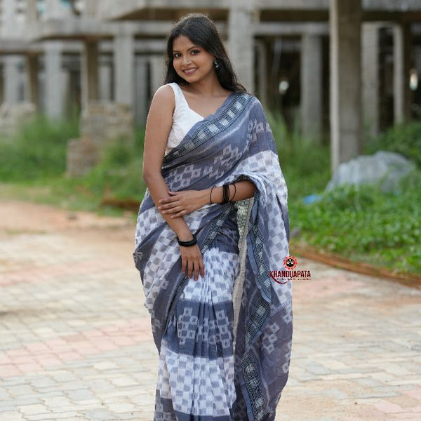 khanduapata Grey & White Body Design Cotton Saree For Women - Distacart