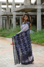 Thumbnail for khanduapata White & Black Multi Colour Box Design Cotton Saree For Women