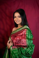 Thumbnail for khanduapata Maroon & Lush Green Body Design Silk Saree For Women