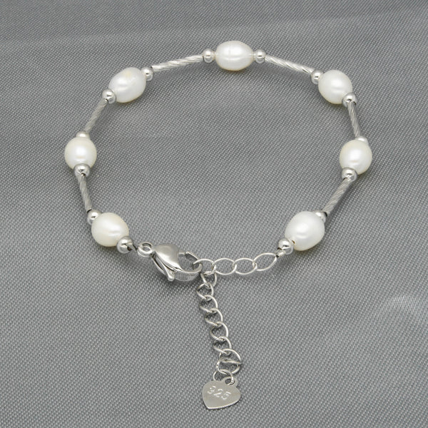 J Pearls Classic White Pearl Bracelet - Distacart
