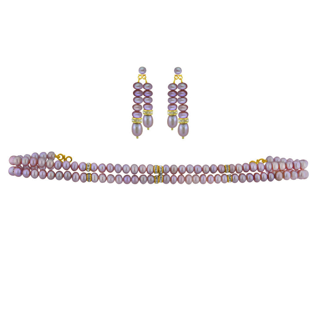 J Pearls 2 String Peach Pearl Choker Set - Distacart