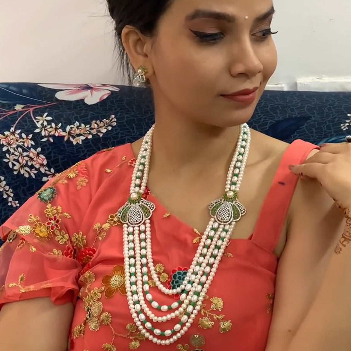 J Pearls Baldar 5 Lines Pearl Set - Distacart