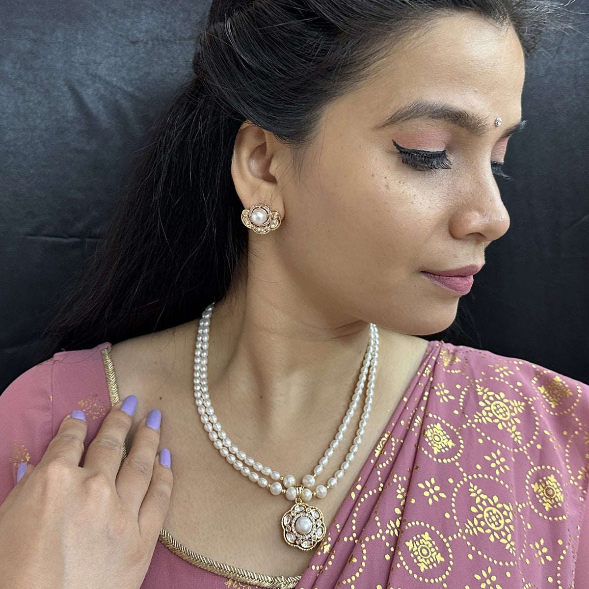 J Pearls Lekha 2 Lines Pearl Necklace - Distacart