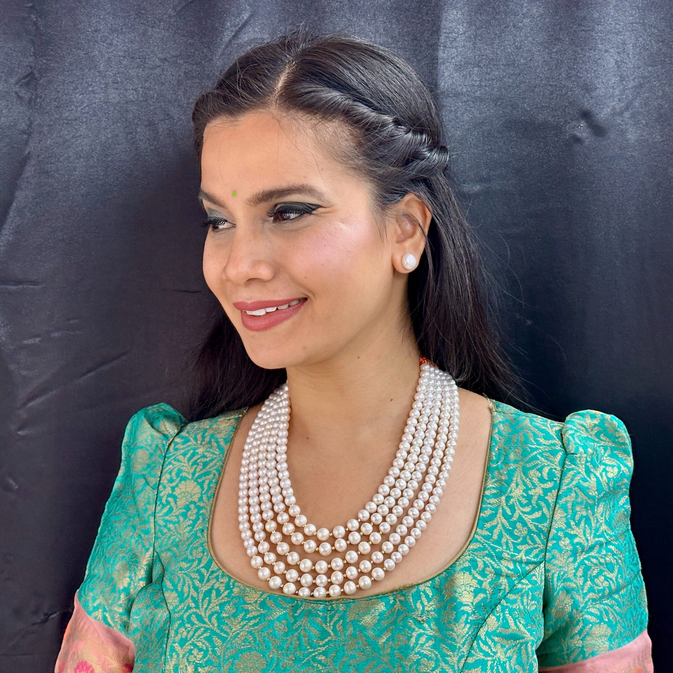 J Pearls Saanvi 5 Lines Pearl Necklaces - Distacart