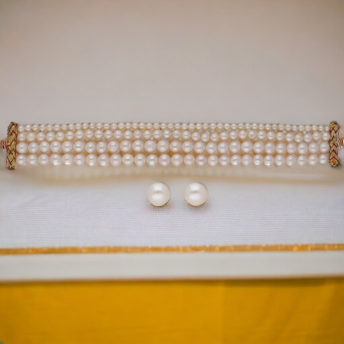 J Pearls Naira 4 Lines Pearl Choker Set - Distacart