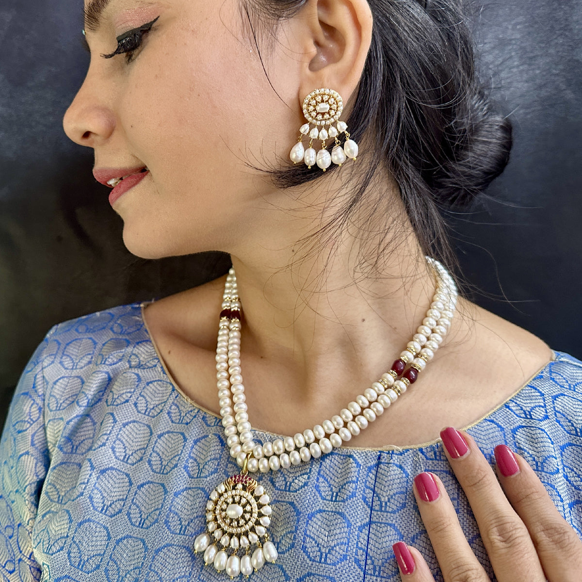 J Pearls Charish Pearl Necklace Set - Distacart