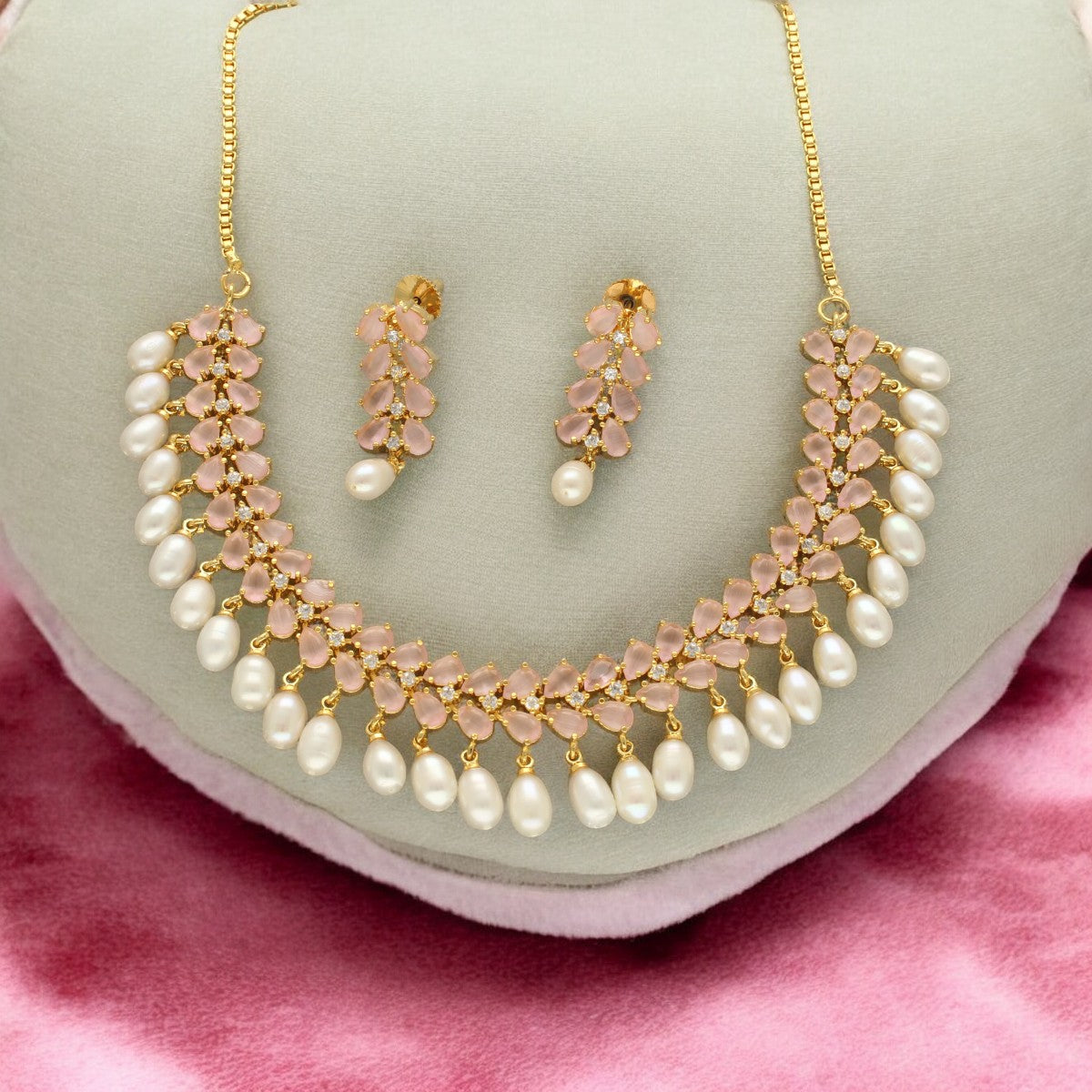 J Pearls Seraphic Sparkle Pearl Necklace Set - Distacart