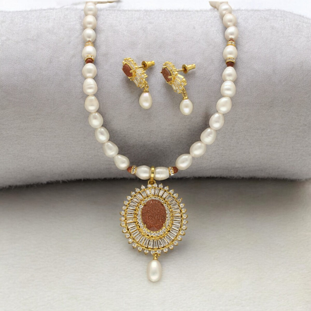 J Pearls Opal Pearl Necklace Set - Distacart