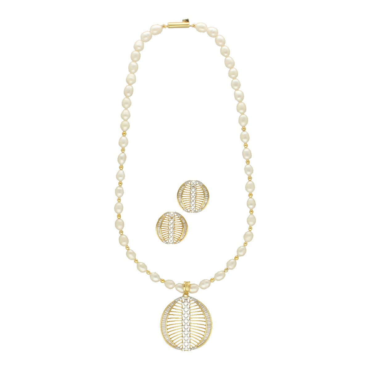 J Pearls Gilded Pearl Necklace Set - Distacart