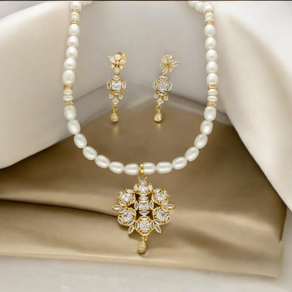 J Pearls Meena Pearl Necklace Set - Distacart