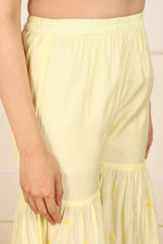 Thumbnail for Ahika Yellow Silk Blend Embroidered Straight Suit Set - Distacart