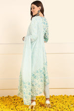 Thumbnail for Ahika White Pure Cotton Floral Printed Straight Suit Set