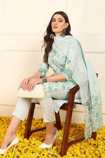 Thumbnail for Ahika White Pure Cotton Floral Printed Straight Suit Set