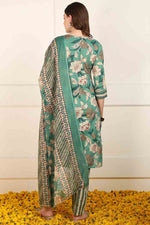 Thumbnail for Ahika Green Cotton Floral Printed Straight Suit Set