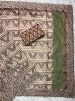 Thumbnail for Evanik Brown Kashmiri Style Digital Printed Saree With Unstitched Blouse - Distacart