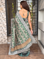 Thumbnail for Evanik Green Kashmiri Style Digital Printed Saree With Unstitched Blouse - Distacart