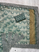 Thumbnail for Evanik Green Kashmiri Style Digital Printed Saree With Unstitched Blouse - Distacart
