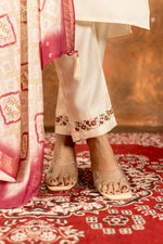Thumbnail for Lorenvalley Fashion Offwhite Marina Silk Multi Embroidery Thread with Hand work Kurta Pant Dupatta