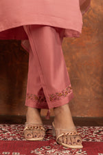 Thumbnail for Lorenvalley Fashion Peach Marina Silk Multi Embroidery Thread with Hand work Kurta Pant Dupatta