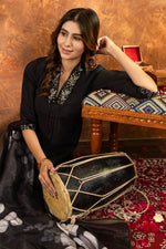 Thumbnail for Lorenvalley Fashion Black Roman Silk Embroidery Sequins with Hand work Kurta Pant Dupatta