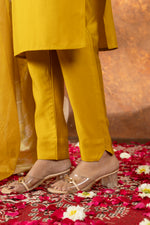 Thumbnail for Lorenvalley Fashion Mustard Roman Silk Embroidery Sequins with Hand work Kurta Pant Dupatta
