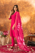 Thumbnail for Lorenvalley Fashion Pink Roman Silk Embroidery Sequins with Hand work Kurta Pant Dupatta