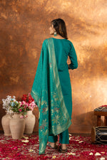 Thumbnail for Lorenvalley Fashion Rama Marina Silk Multi Embroidery Thread with Hand work Kurta Pant Dupatta