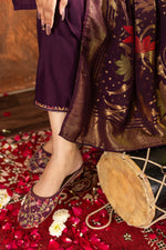 Thumbnail for Lorenvalley Fashion Wine Marina Silk Multi Embroidery Thread with Hand work Kurta Pant Dupatta