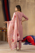 Thumbnail for Lorenvalley Fashion Onionpink Shimmer Gold Silk Multi Embroidery Thread With Hand Work Kurta Pant Dupatta