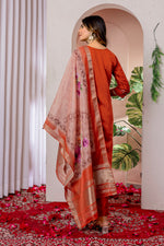 Thumbnail for Lorenvalley Fashion Orange Viscose Silk Embroidery Thread With Hand Work Kurta Pant Dupatta