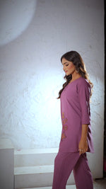 Thumbnail for Lorenvalley Fashion Lavender Heavy Rayon Multi Embroidery Thread Work Co-Ords Set