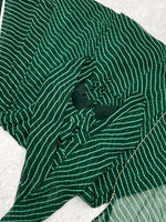 Thumbnail for Lorenvalley Fashion Women Pure Soft Faux Georgette Laheriya Print Fully Flair Anarkali Kurta Pant With Dupatta Set - Green - Distacart