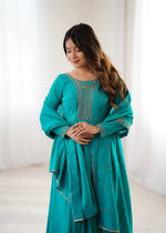 Thumbnail for Evanik Rama Pure Roman Shimmer Chanderi With Beads Work Wedding Anarkali Suit - Distacart