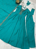 Thumbnail for Evanik Rama Pure Roman Shimmer Chanderi With Beads Work Wedding Anarkali Suit - Distacart
