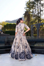 Thumbnail for Evanik Women Tussar Silk With Floral Print Lehenga Blouse With Koti - Cream