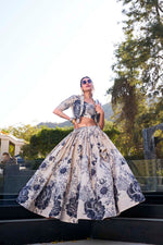 Thumbnail for Evanik Women Tussar Silk With Floral Print Lehenga Blouse With Koti - Cream