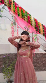 Thumbnail for Evanik Pink Fendi Silk With thread Sequence Work Anarkali Suit