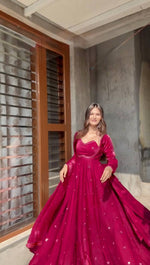 Thumbnail for Evanik Ranipink Fendy Silk With thread Sequence Work Anarkali Suit