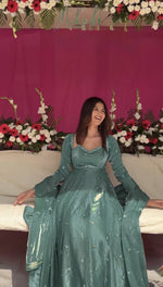 Thumbnail for Evanik Seagreen Fendi Silk With thread Sequence Work Anarkali Suit