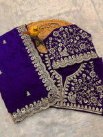 Thumbnail for Evanik Purple Fendy Satin Silk With Sequence Work Saree With Unstitched Blouse - Distacart