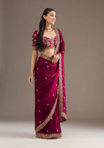 Thumbnail for Evanik Ranipink Fendy Satin Silk With Sequence Work Saree With Unstitched Blouse - Distacart