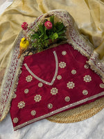 Thumbnail for Evanik Cream Mocha Silk With Coding Sequence Lace Work Saree With Unstitched Blouse - Distacart