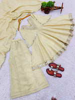 Thumbnail for Evanik Women Off White Kedia Style Real Mirror Work Wedding Sharara Suit