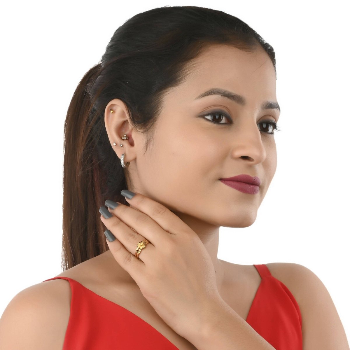 AanyaCentric Gold-plated Mangalsutra & Ring Set - Distacart