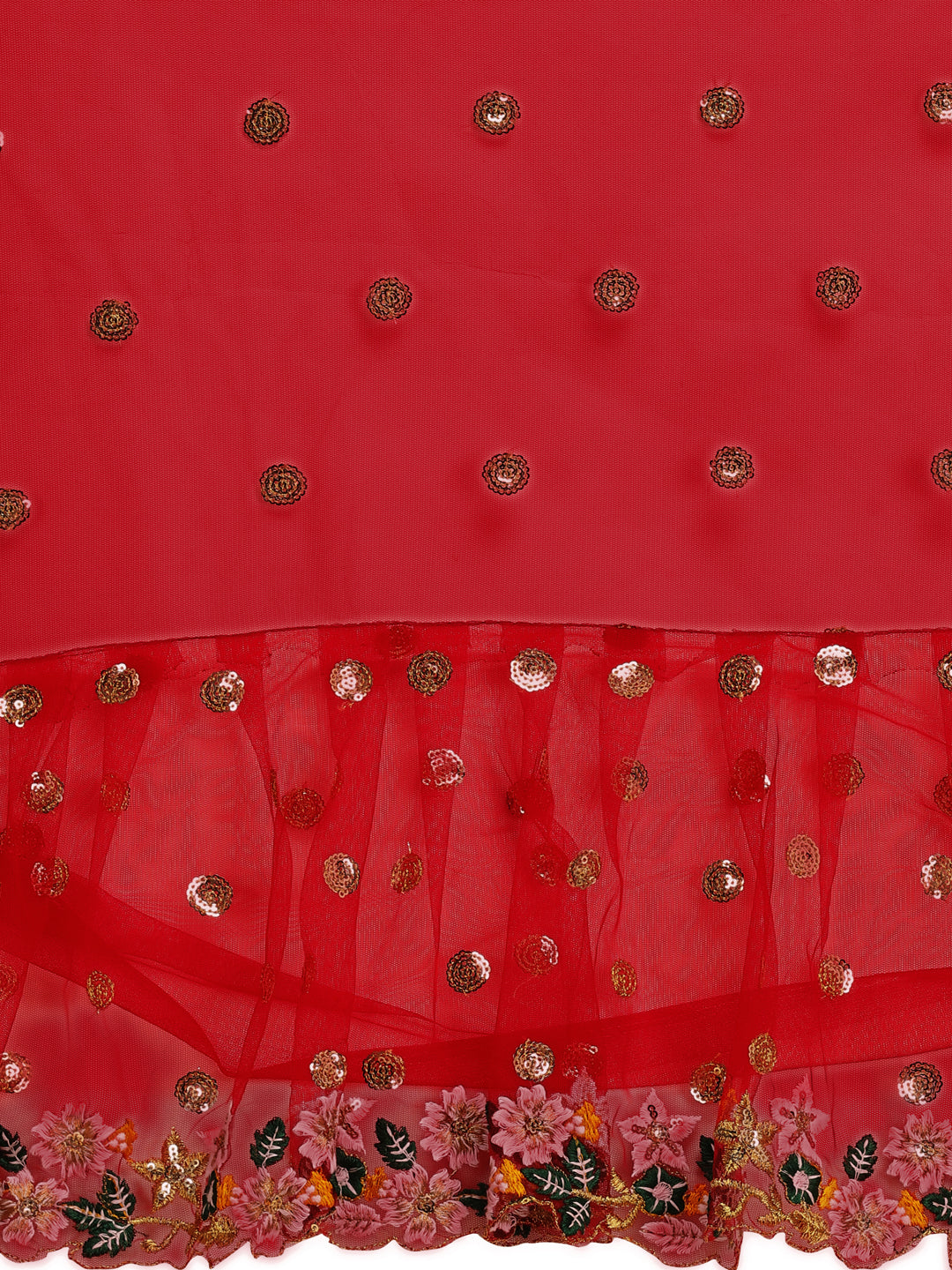 Lorenvalley Fashion Red Butterfly Net Ruffle Saree with Fancy Sequence work & Blouse - Distacart