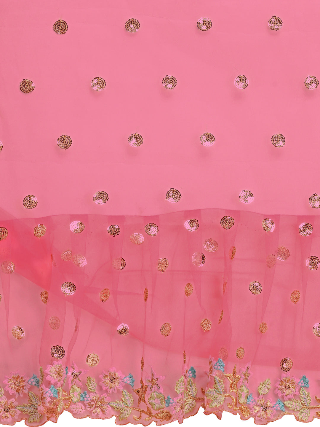 Lorenvalley Fashion Pink Butterfly Net Ruffle Saree with Fancy Sequence work & Blouse - Distacart