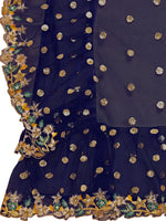 Thumbnail for Lorenvalley Fashion Blue Butterfly Net Ruffle Saree with Fancy Sequence work & Blouse - Distacart