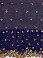 Thumbnail for Lorenvalley Fashion Blue Butterfly Net Ruffle Saree with Fancy Sequence work & Blouse - Distacart