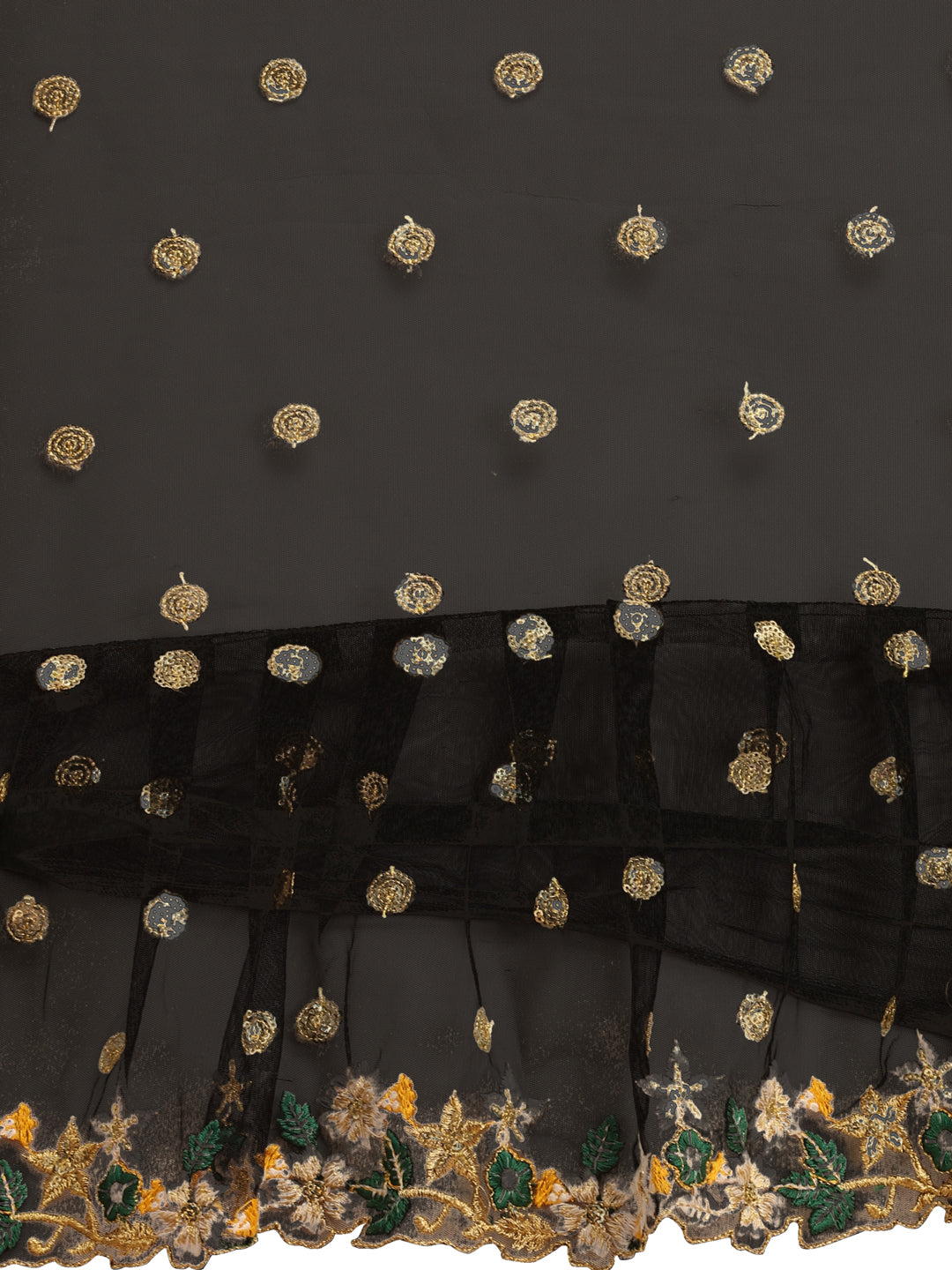 Lorenvalley Fashion Black Butterfly Net Ruffle Saree with Fancy Sequence work & Blouse - Distacart