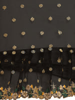 Thumbnail for Lorenvalley Fashion Black Butterfly Net Ruffle Saree with Fancy Sequence work & Blouse - Distacart